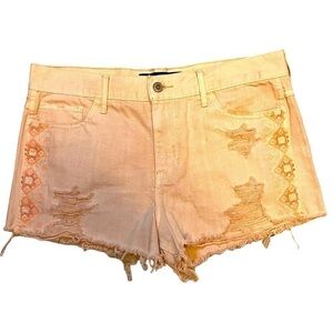 Hollister Embroidered Highrise Peach Denim Jean Short-Short